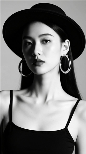 时尚年轻黑白风格美女写真图片